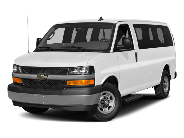 2017 Chevrolet Express Passenger LT 2500 in Summit White — front three-quarter view