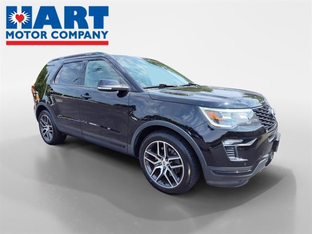 2018 Ford Explorer Sport in Shadow Black — front three-quarter view