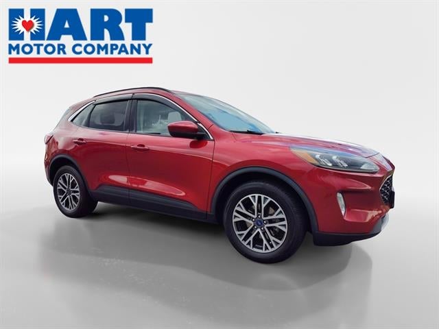 2020 Ford Escape SEL in Rapid Red Metallic Tinted Clearcoat — front three-quarter view
