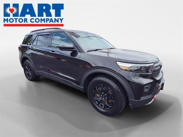 2023 Ford Explorer Timberline in Agate Black — front three-quarter view