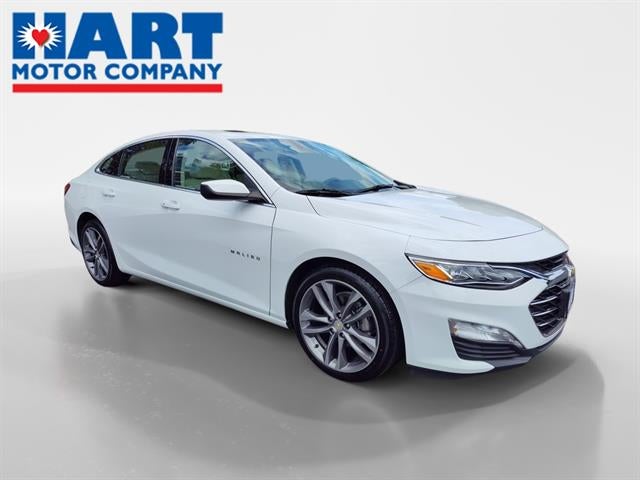 2023 Chevrolet Malibu LT in Summit White — front three-quarter view