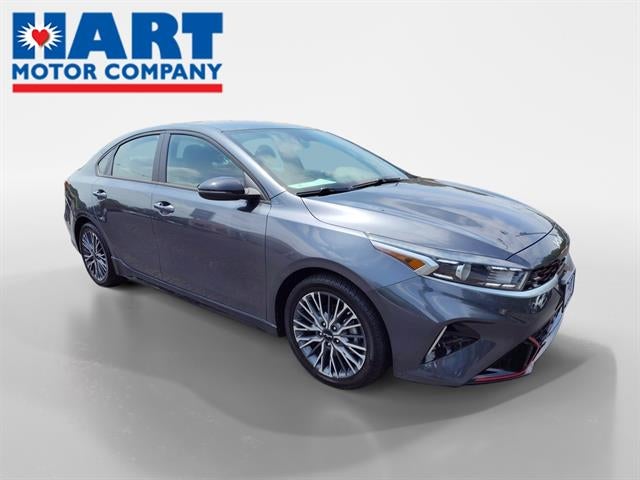 2022 Kia Forte GT-Line in Gravity Gray — front three-quarter view