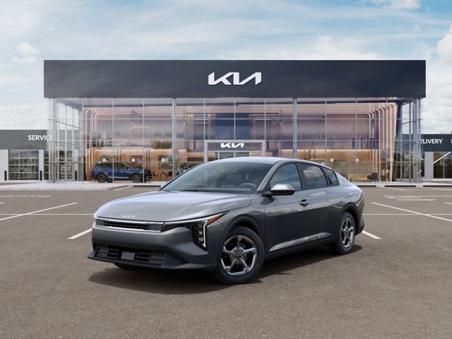 2026 Kia K4 LXS in Steel Gray — front three-quarter view