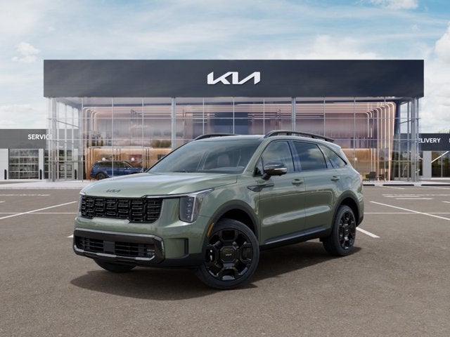 2026 Kia Sorento X-Line SX Prestige in Jungle Green — front three-quarter view