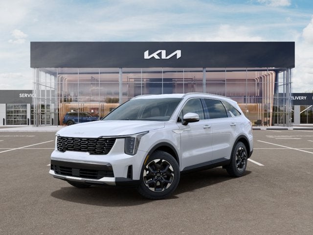 2026 Kia Sorento S in Glacial White Pearl — front three-quarter view