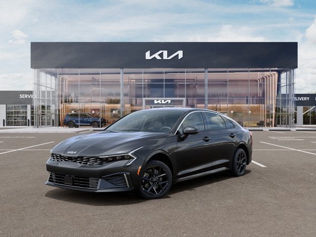 2026 Kia K5 LXS in Interstellar Gray — front three-quarter view