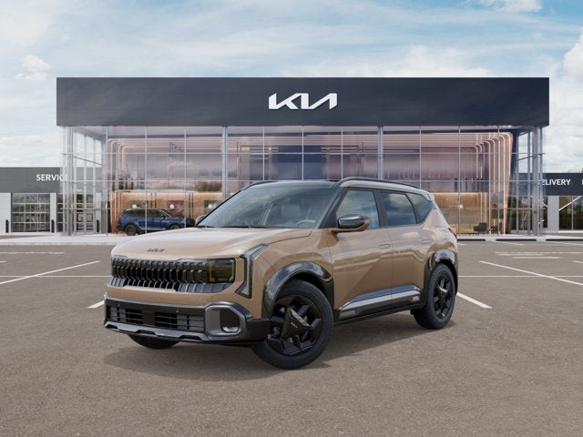 2027 Kia Seltos X-Line S in Terrain Brown — front three-quarter view