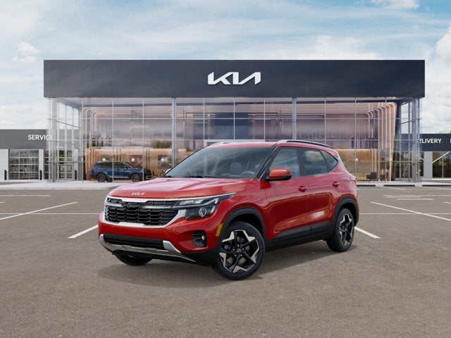 2026 Kia Seltos S in Mars Orange — front three-quarter view