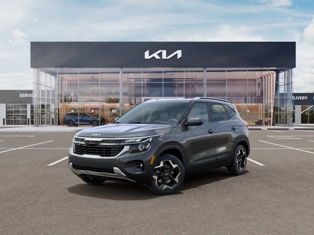 2026 Kia Seltos S in Gravity Gray — front three-quarter view