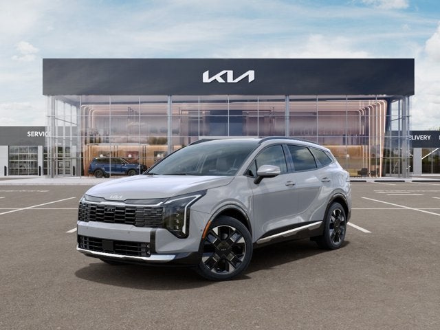 2026 Kia Sportage Hybrid SX-Prestige in Wolf Gray — front three-quarter view