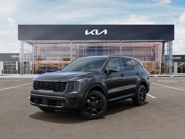 2026 Kia Sorento Hybrid X-Line SX Prestige in Interstellar Gray — front three-quarter view